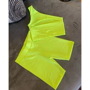 Bright neon green biker shirt set